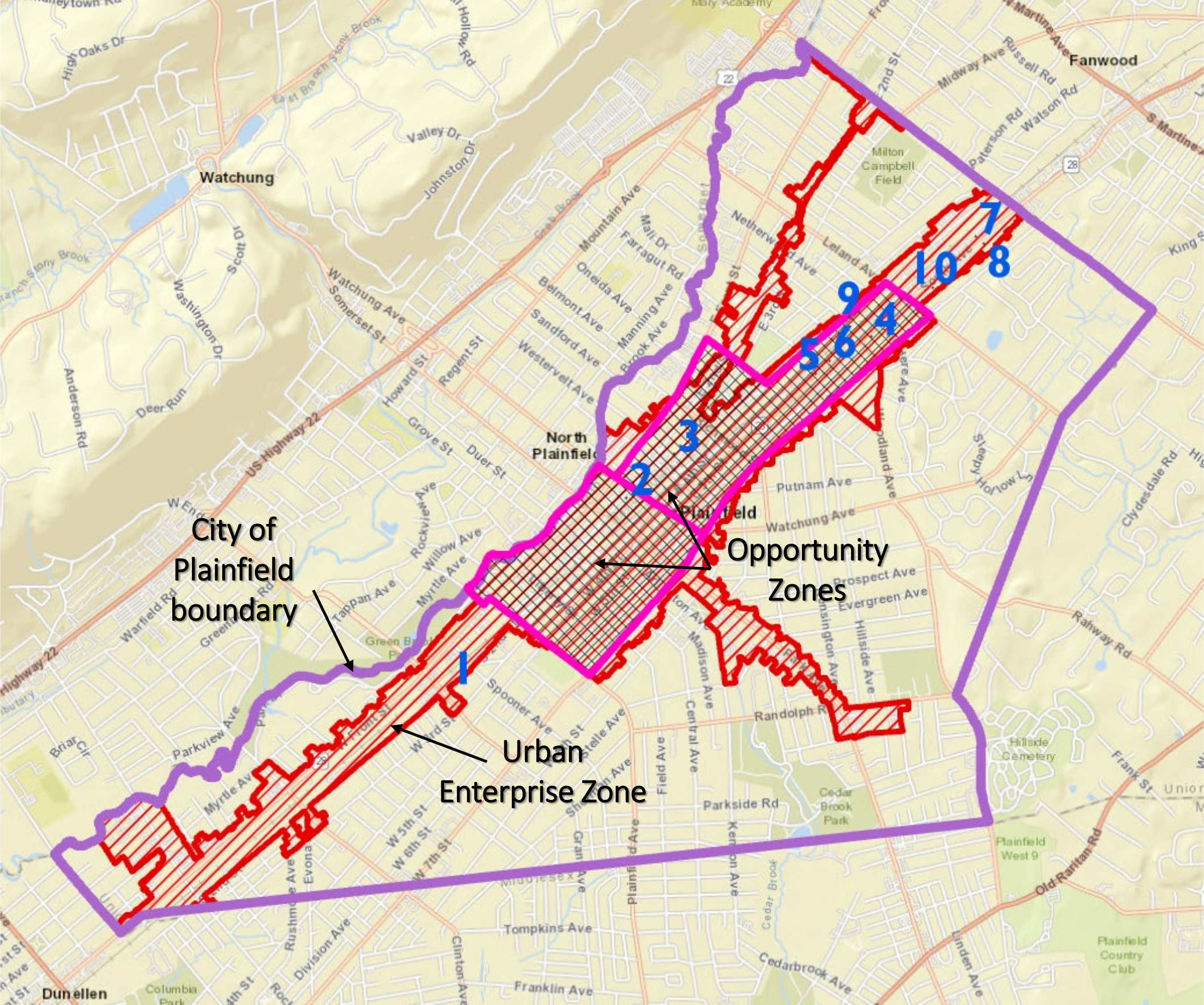 City of Plainfield Boundary -UEZ-OZ 
				   map